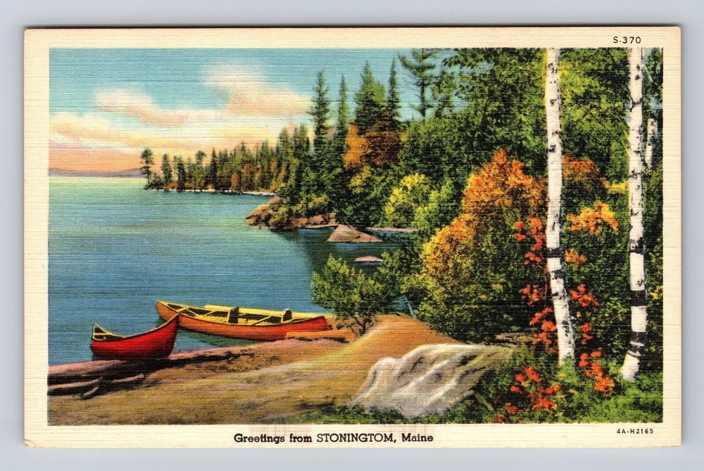 Stonington ME-Maine, General Greetings Dock, Antique, Vintage Souvenir Postcard