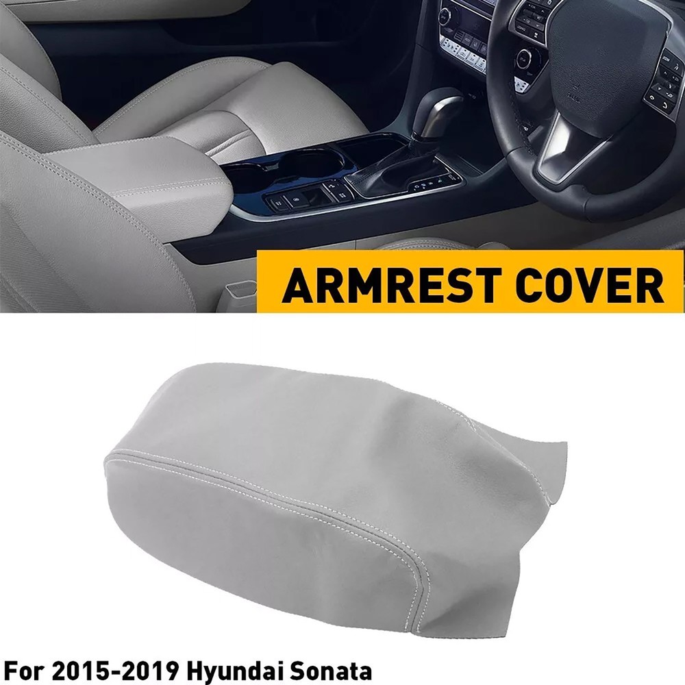 1PC Gray Center Console Lid Armrest Cover Skin For Hyundai Sonata 2015-2019 New