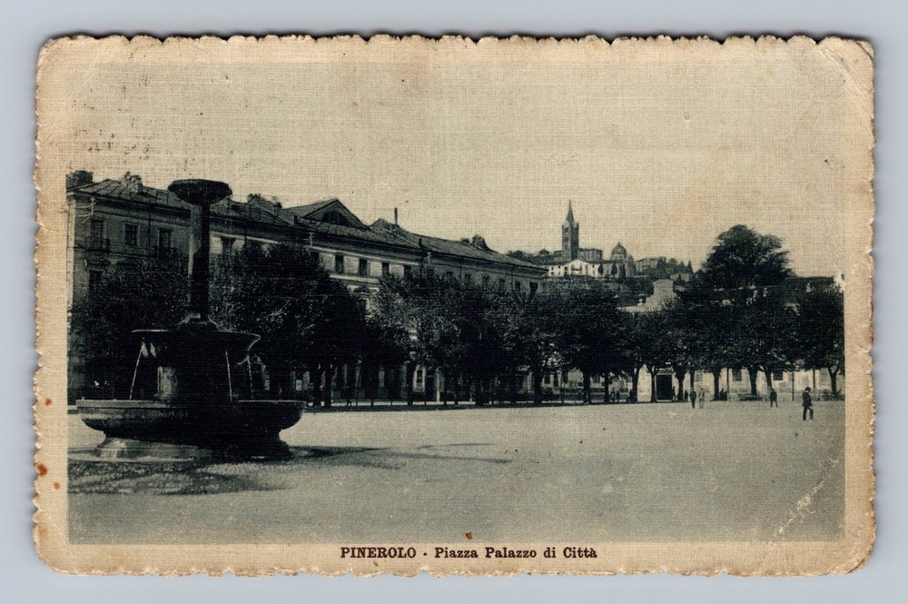 Italy- Pinerolo City Hall Square Standard Souvenir Postal Old Vintage Postcard