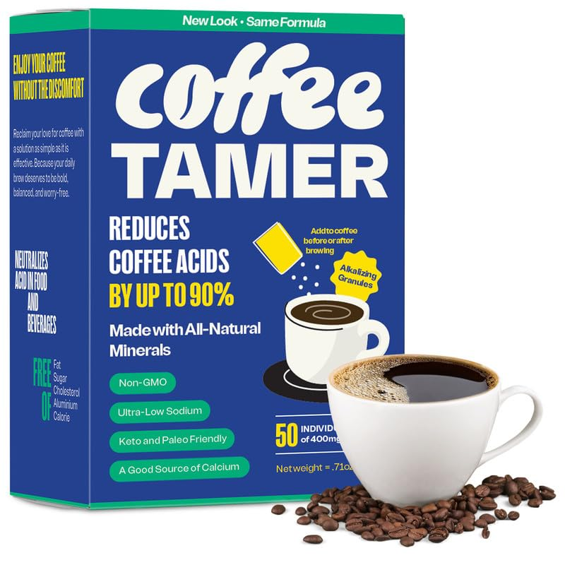 Acid Reducer – 50 Packets – Transforms Regular Coffee to Low Acid – All-Natural-image