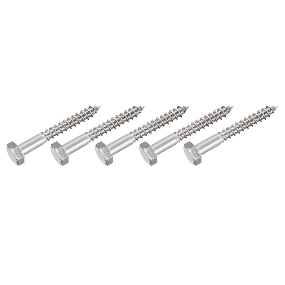 Hex Lag Screws (M10x80mm)5Pcs, 304 Stainless Steel Self-Tapping Wood Bolts