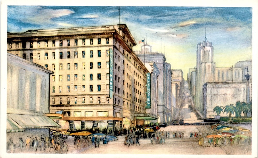 TRAN HELENE MANX HOTEL, UNION SQUARE, SAN FRANCISCO, POWELL STREET Postcard