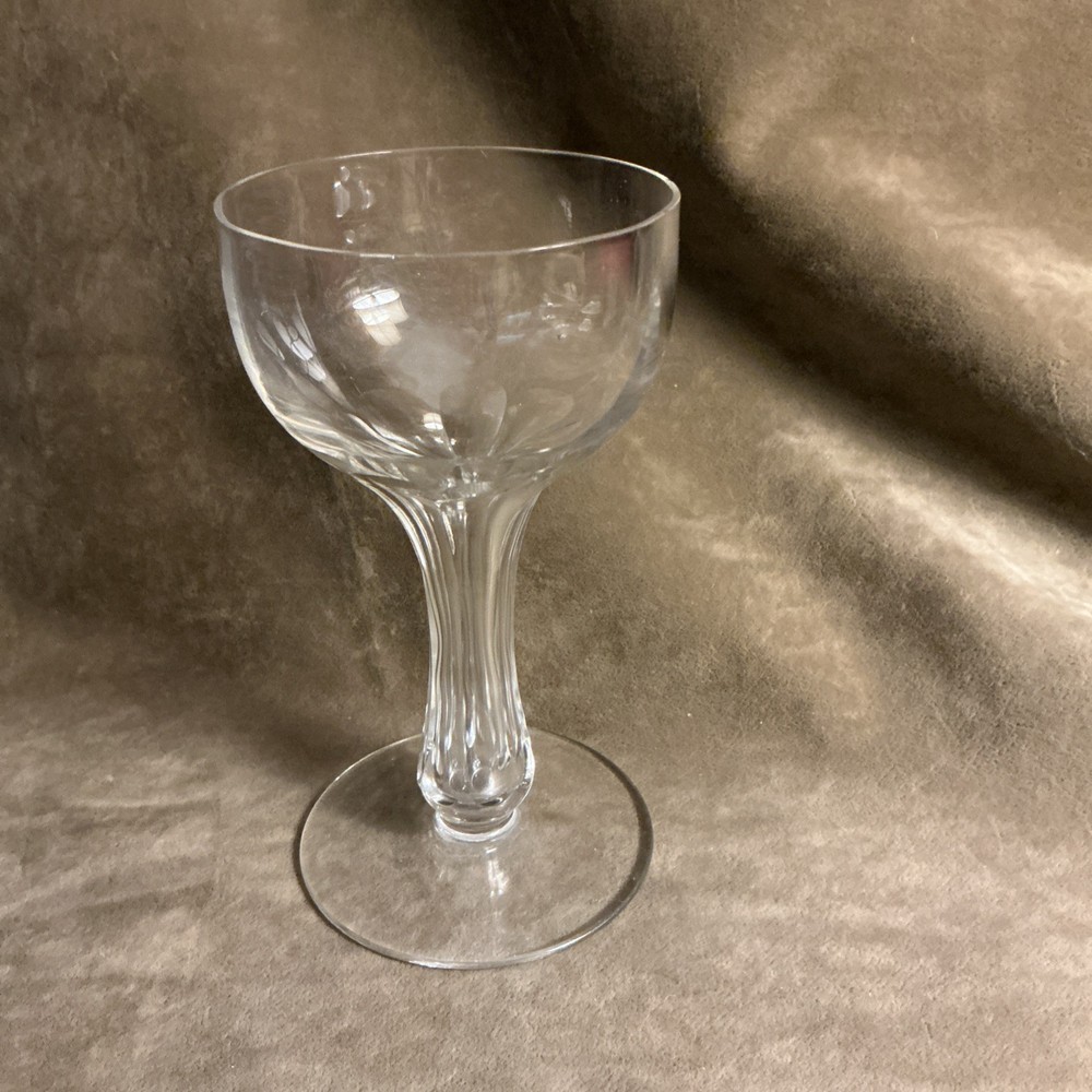 Circa  1910 Edwardian Era Hollow stem Champagne coupe glass cut panel design # 1