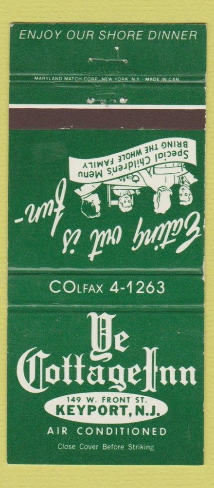 Matchbook Cover - Ye Cottage Inn Keyport NJ 30 Strike