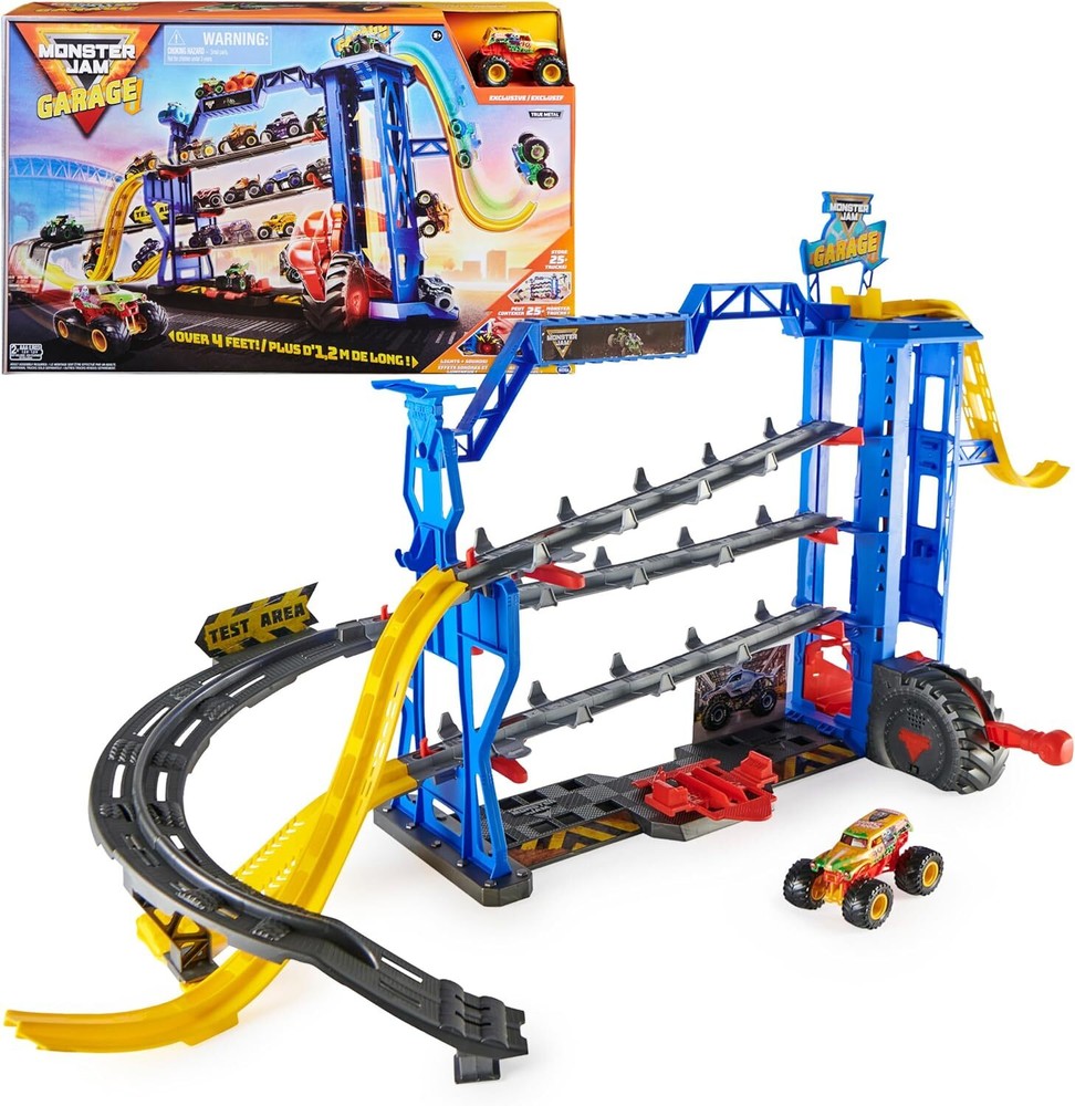 Monster Jam Garage Playset and Storage with Exclusive Grave Digger Monster Tr...