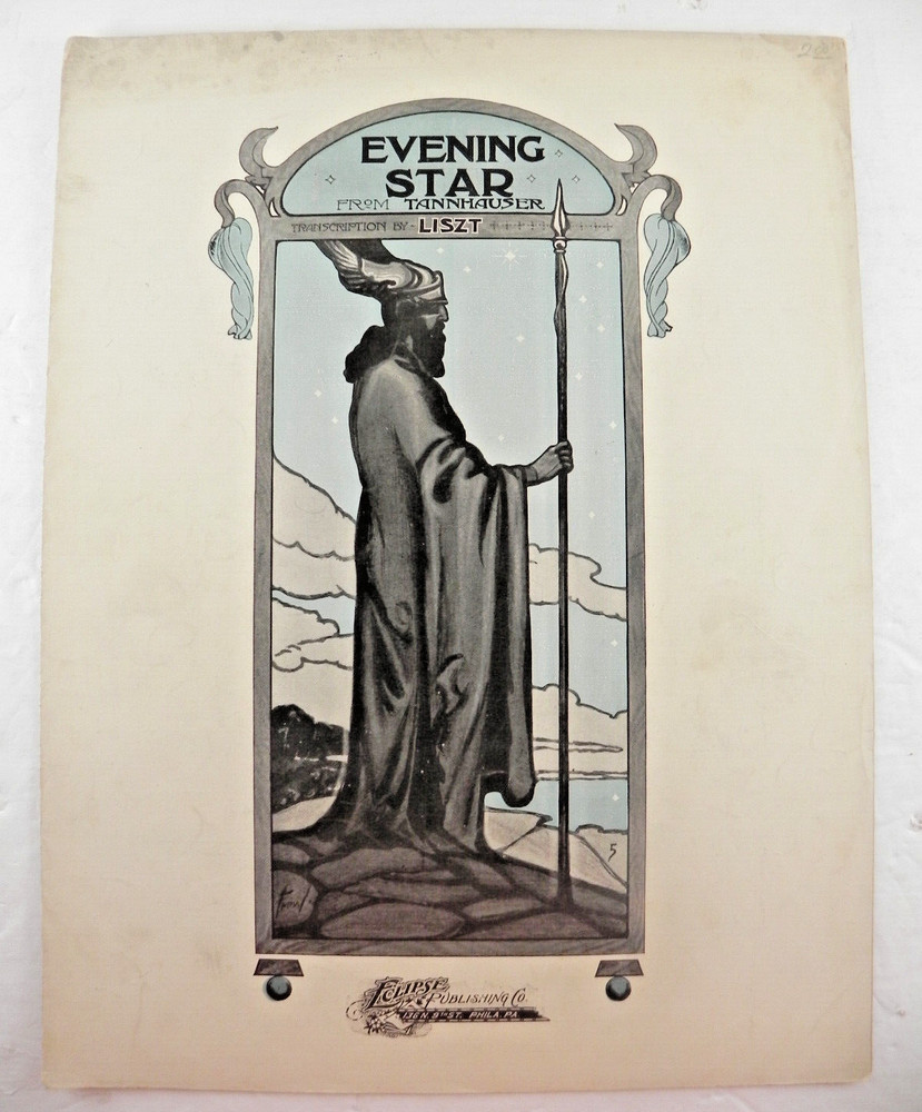 Evening Star 1907 Antique Sheet Music From TANNHAUSER Transcription by LISZT