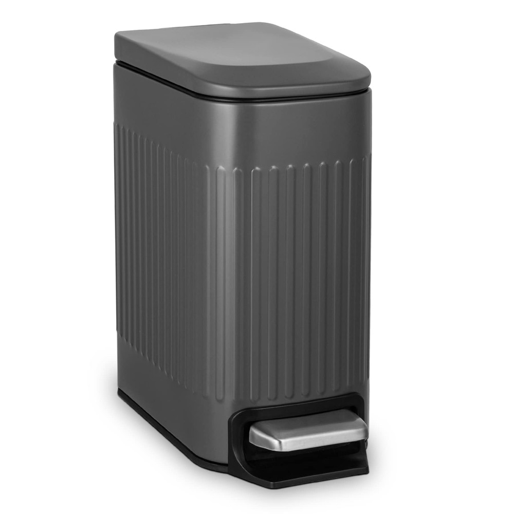 Small 1.6 Gallon Stainless Steel Trash Can with Removable Inner Bucket, Grey,...