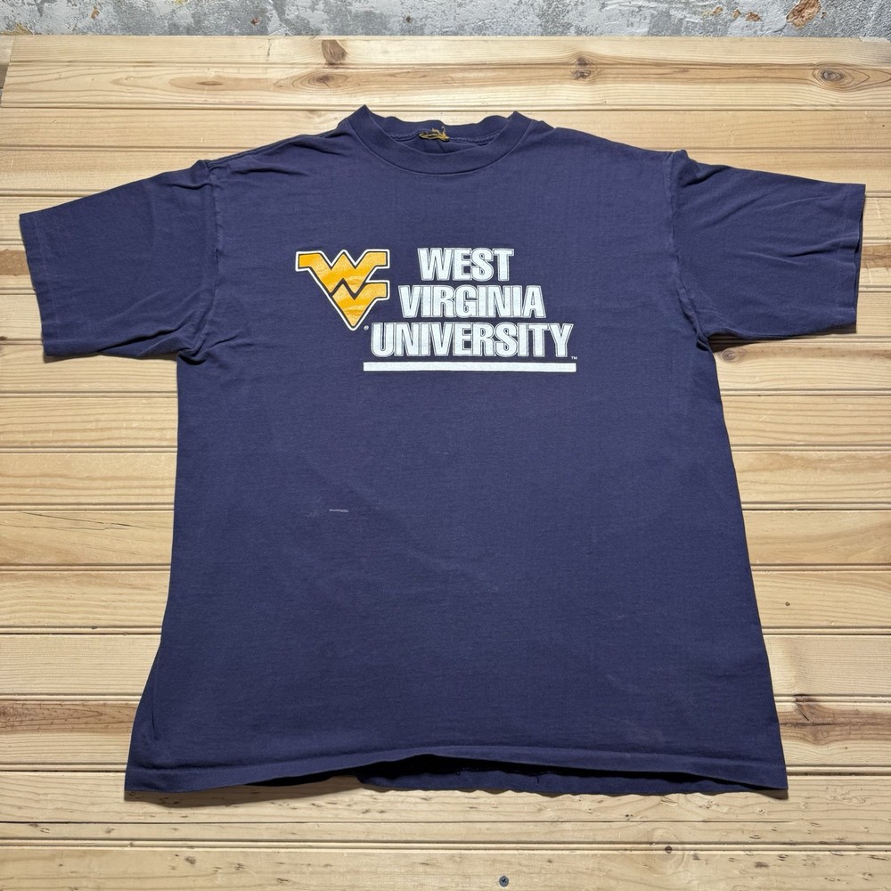 Vintage 80s West Virginia University WV College Shirt Size XL Single Stitch