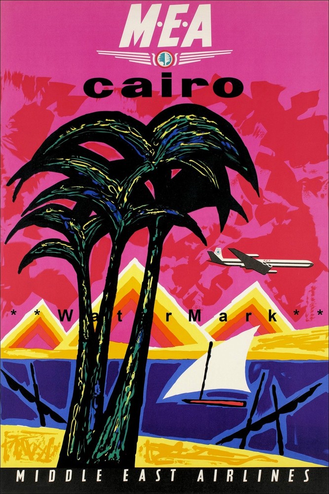 Cairo Egypt 1960 MEA Airlines Vintage Poster Print Art Middle East Travel
