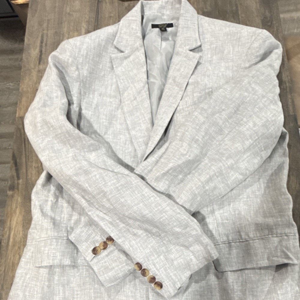 Club Room Men's Gray Linen Blazer US 36 Single-Breasted Notch Lapel