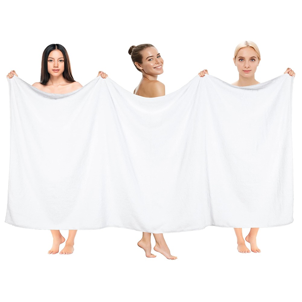 Oversized White Turkish Cotton Bath Towel 40x80 Inches Soft Absorbent Bath Sheet