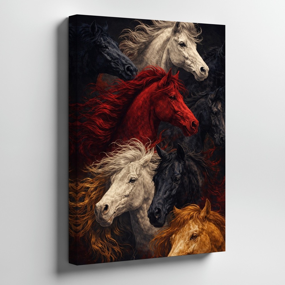Majestic Horses Canvas Wall Art Wild Running Horses Nature Animal Print Home