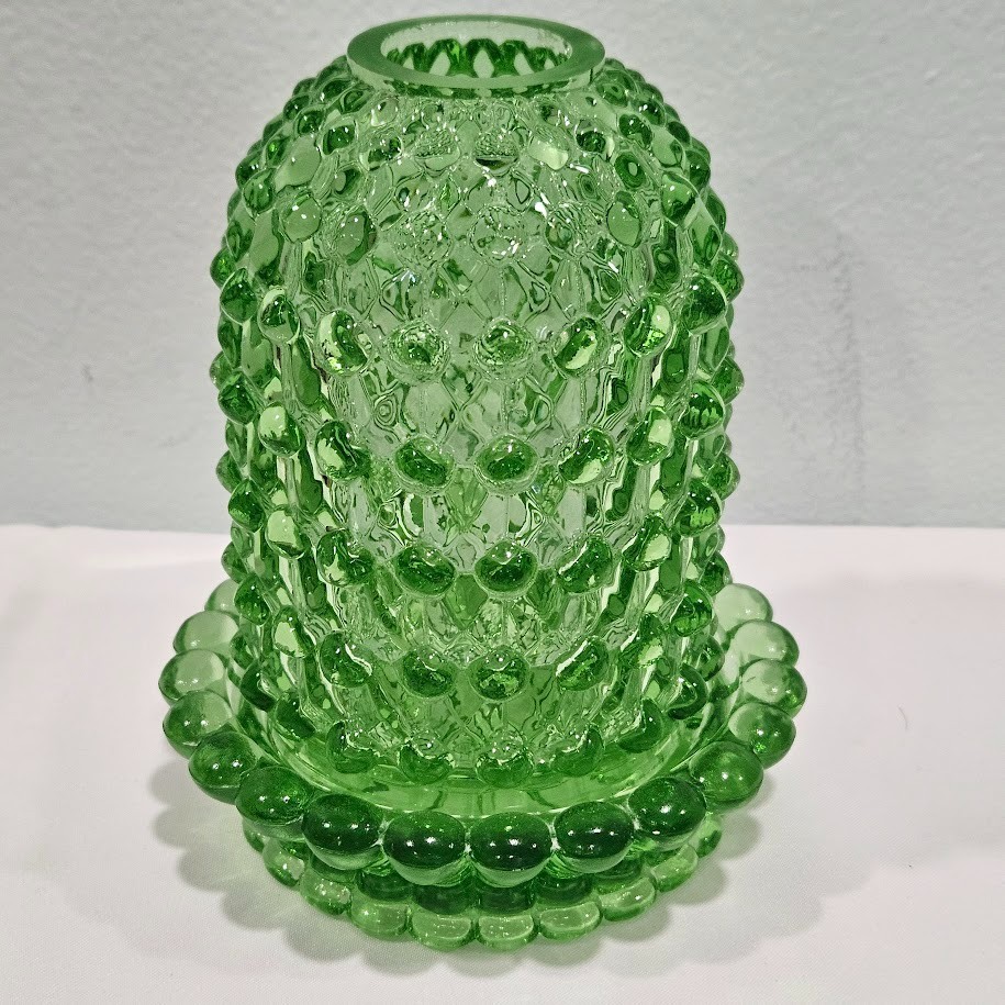 Vintage Uranium Green Hobnail Fairy Lamp Light Retro Glow