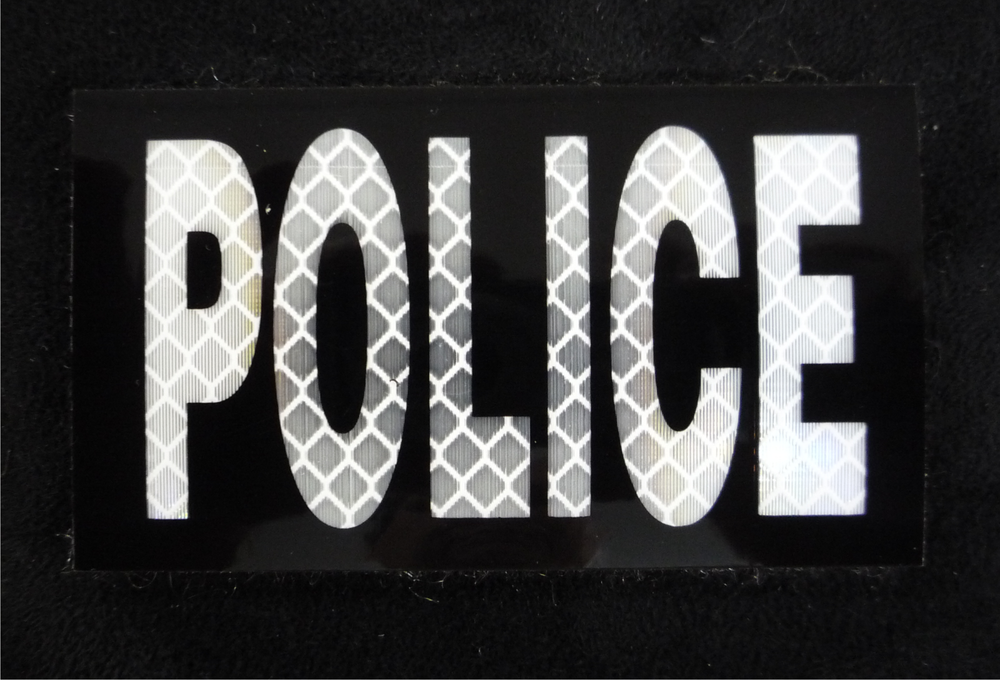 POLICE Hi-Vis Reflective Black Patch 3.5x2 Inches with Velcro Fastener
