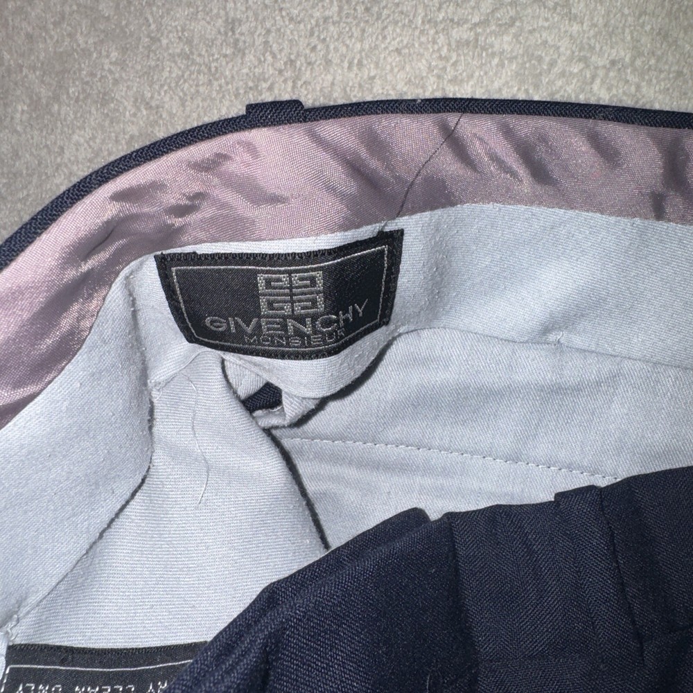 Vintage Monsieur Givenchy Pants Mens 34 Pleated  Blue Wool
