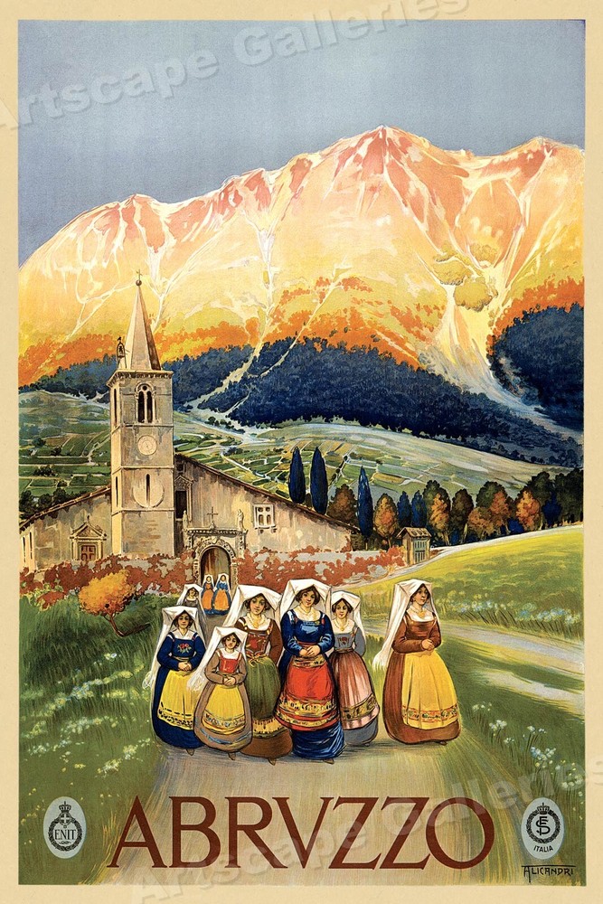 1920s Abruzzo Vintage Style Italian Travel Poster - 16x24-image