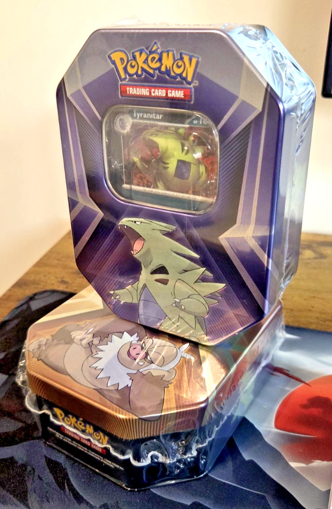 Triple Whammy Tin: Tyranitar Holo Promo. 3 booster Packs Factory Sealed Pokémon