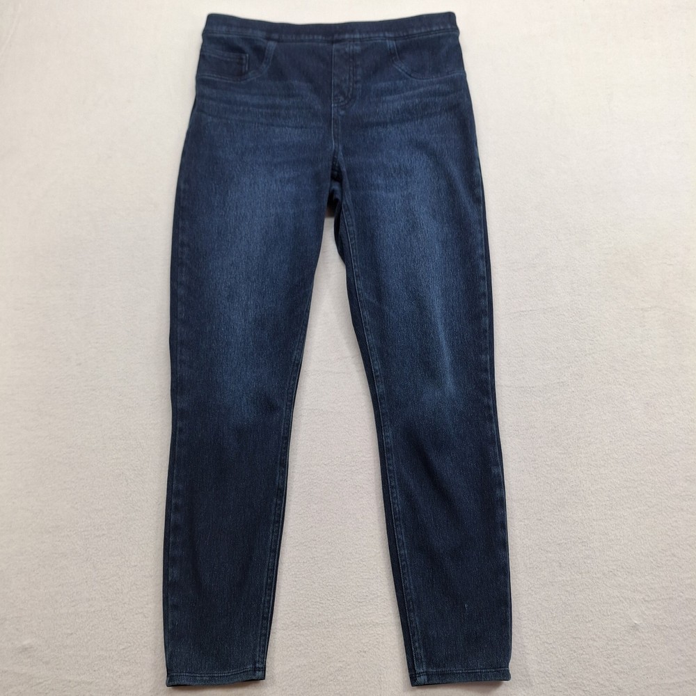 Spanx Jean ish Leggings Women Large Dark Wash Ankle Pockets Stretch 20018R