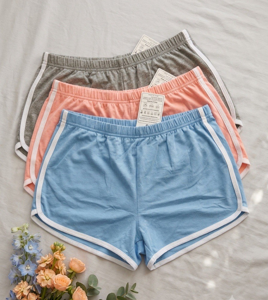 Women’s 3-Pack Athletic Running Shorts S Knit Polyester Drawstring Elastic Waist