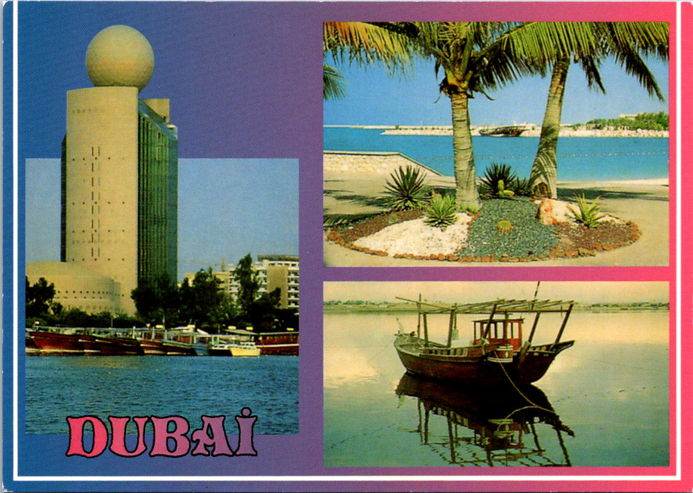Vintage Postcard Dubai Gold Souk Waterfront UAE