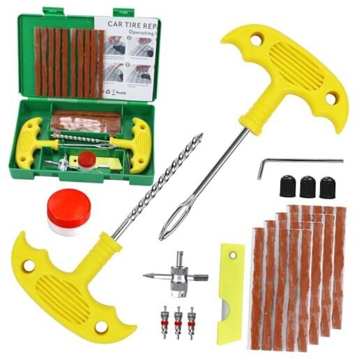 33Pcs Tire Repair Kit, Heavy Duty Tire Plug Kit，Universal Tire Repair 32pcs