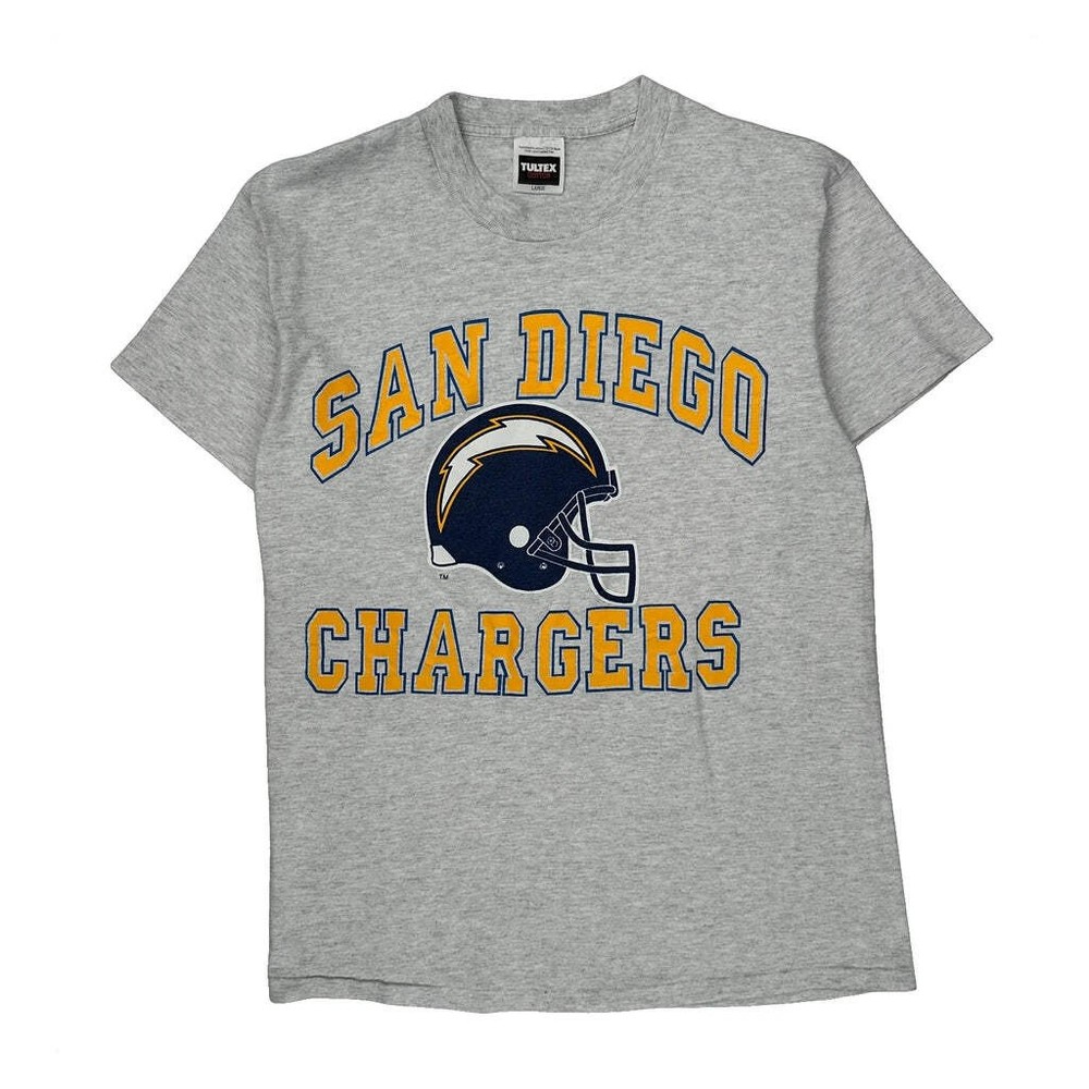 Single Stitch San Diego Chargers Tultex Football T-Shirt - Large Gray Cotton