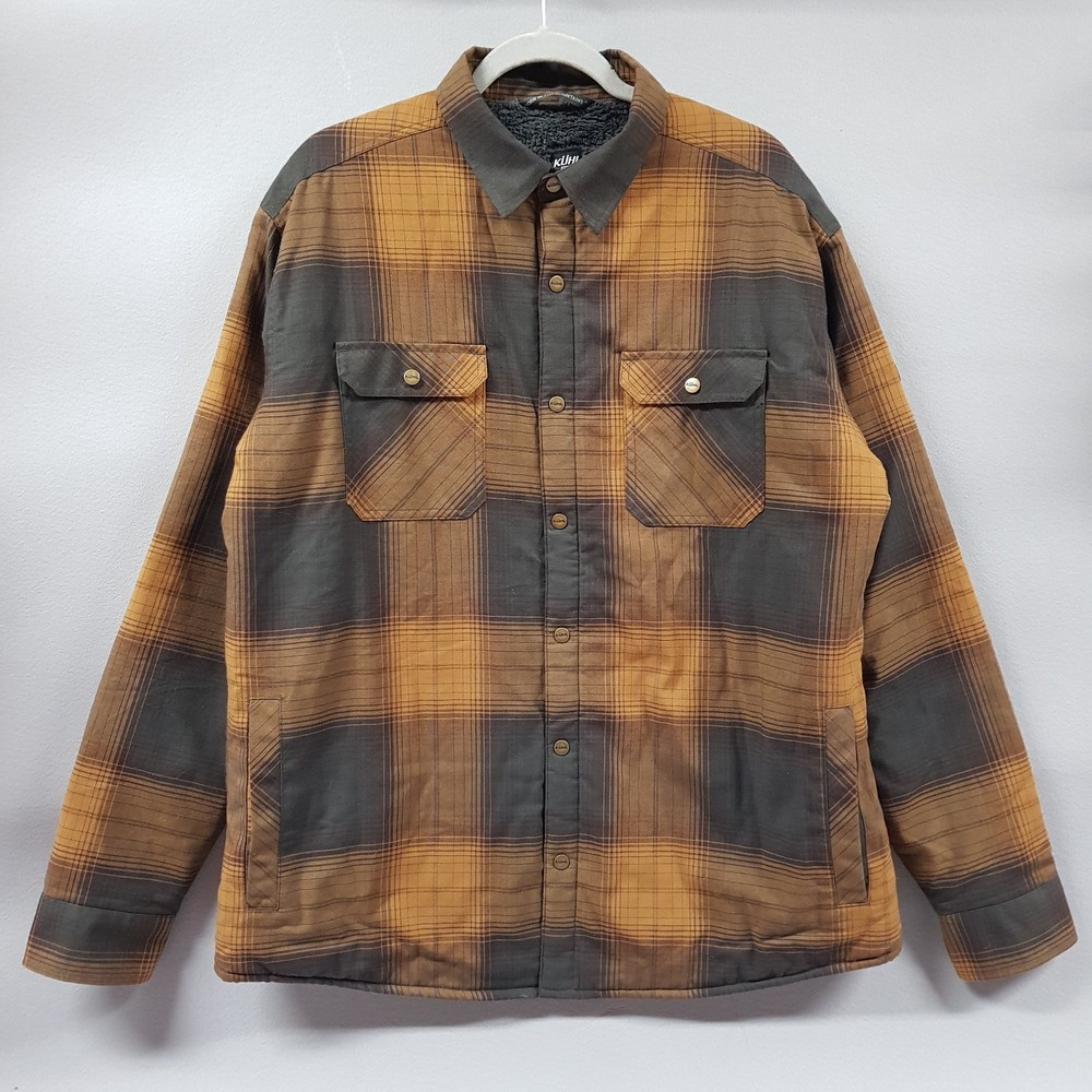 Kuhl Joyrydr Sherpa Lined Flannel Shacket for Men in Mustard Size XL