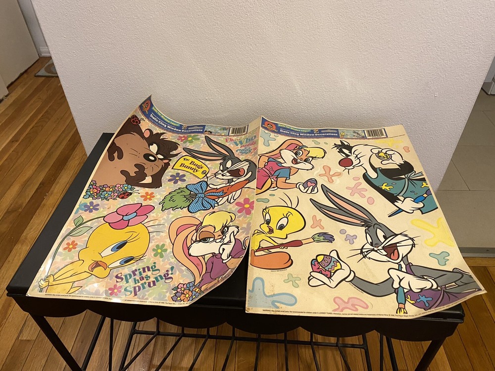1998 Looney Tunes Static Cling Window Decals Featuring Taz Tweety Bugs