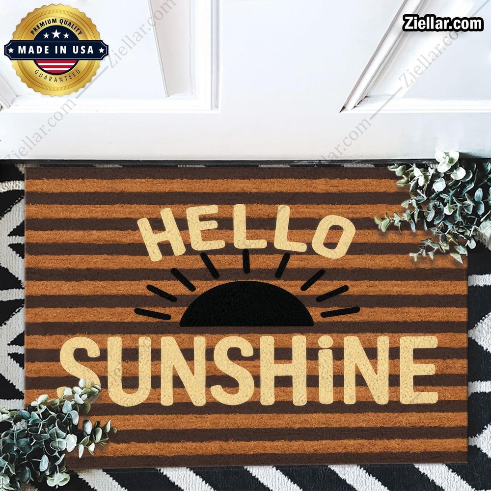Custom Hello Sunshine Welcome Mat – Sun Art Doormat for Entryway or Porch