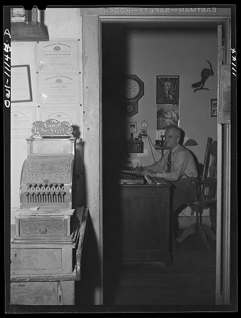 Eastman Kodak Rochester NY 1930s Man at Desk Office Interior Cash Register