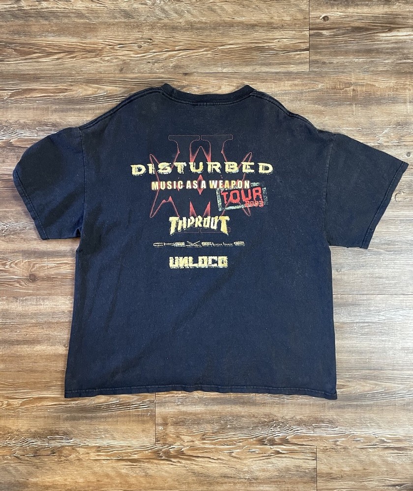 Vtg 2003 Music As A Weapon Tour T-Shirt metal Disturbed , Taproot & Chevelle 2XL