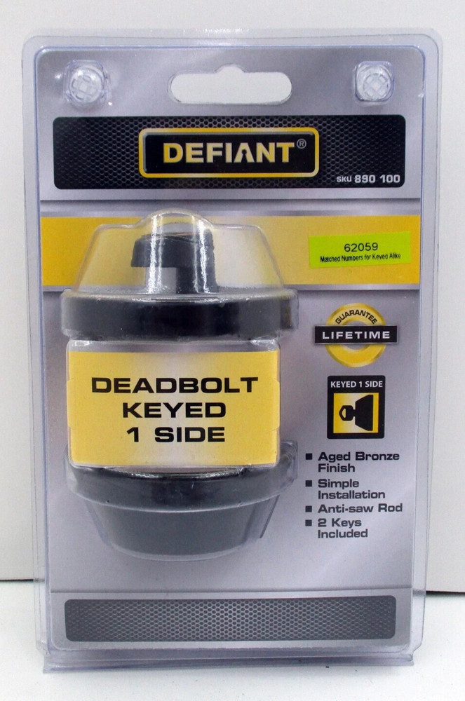 Defiant Deadbolt Keyed 1 Sides 154 695 Lock Aged Bronze #890 100