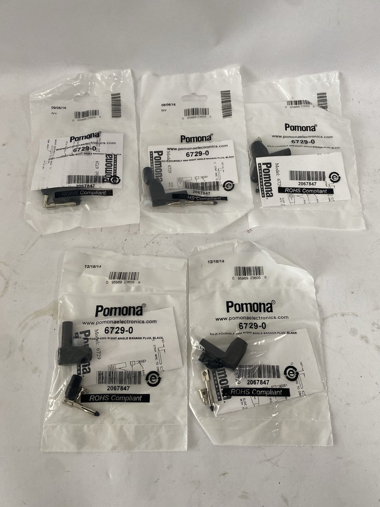 Lot Of 5 Pomona 6729-0 Angle Banana Plug NIP