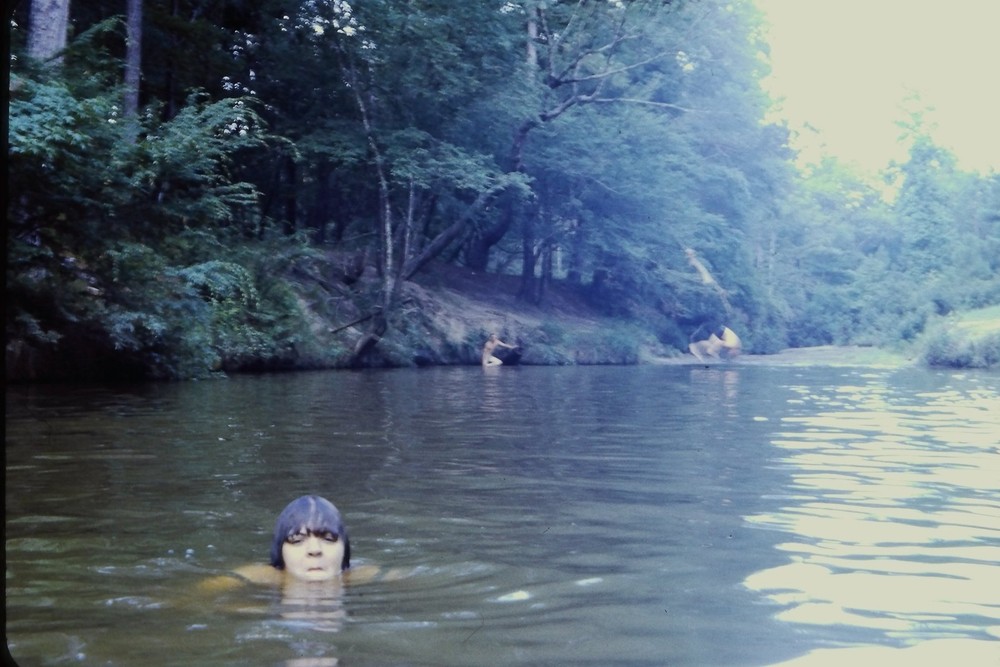 c1970's 35mm Slide People Swimming River Woods Nature Person Water Sandy Wooded
