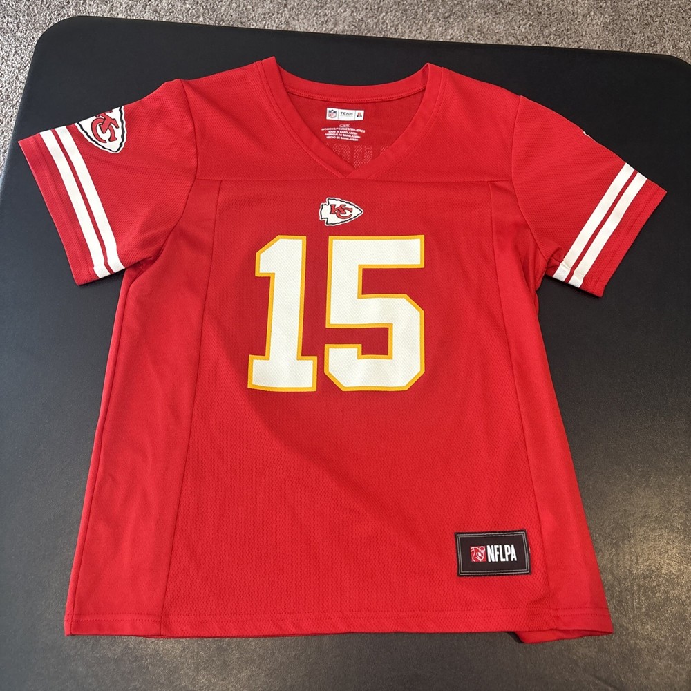 Patrick Mahomes Kansas City Chiefs #15 Red Striped Womens Jersey Size L