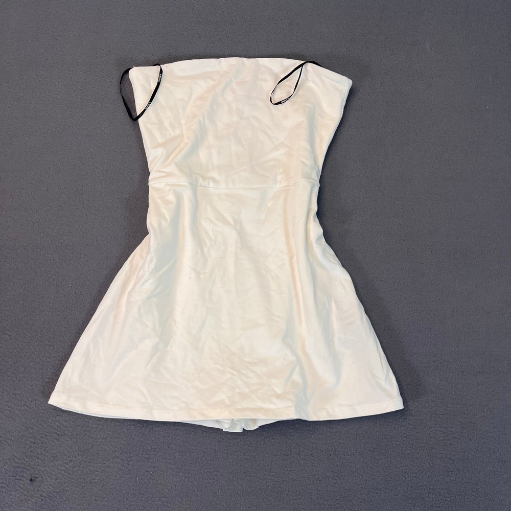 Forever 21 Fit and Flare Dress Womens SM White Mini Strapless Cotton Blouse NWT