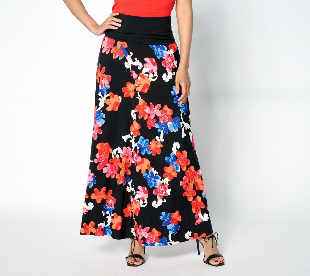 Women Control Women's Plus Sz Skirt 1X Printed Como Jersey Multi-colored A648370