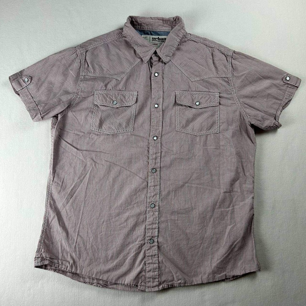 Urban Pipeline Button Up Shirt Men M Multicolor Plaid Western Pearl Snap Cotton