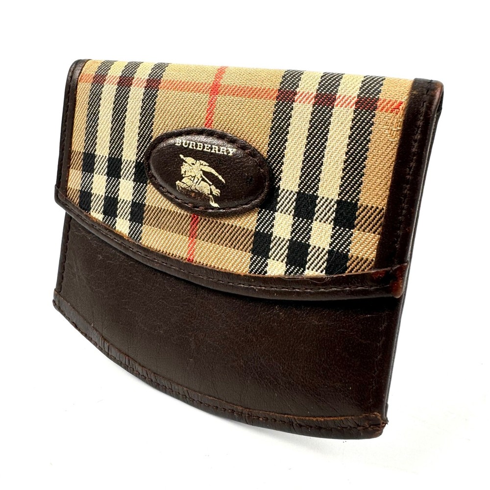 Burberry Nova Check Brown Leather Coin Wallet Purse