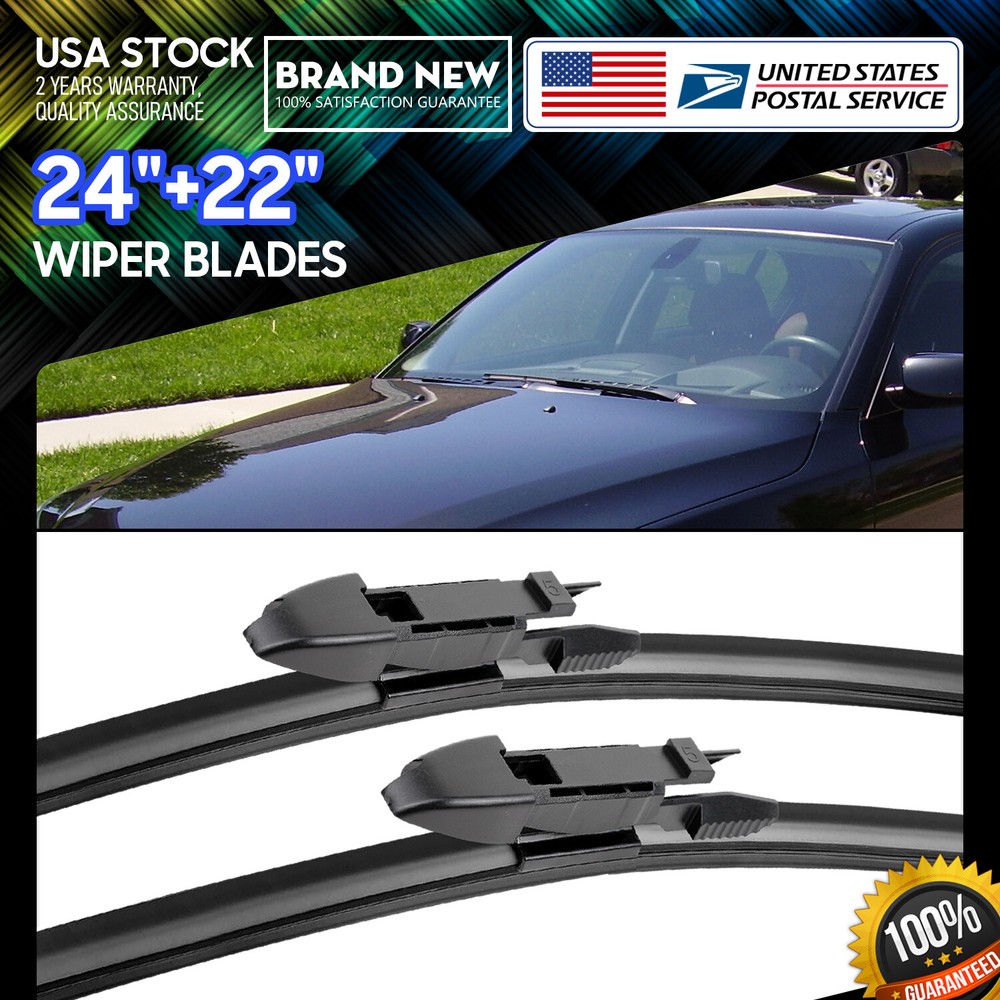 Waterproof 26''+22'' Premium Rubber Bracketless Windshield Wiper Blades /pair