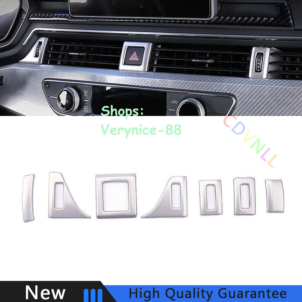 Fit For Audi A4 A5 2017-2021 Silver Steel Central Console Instrument Frame Trim