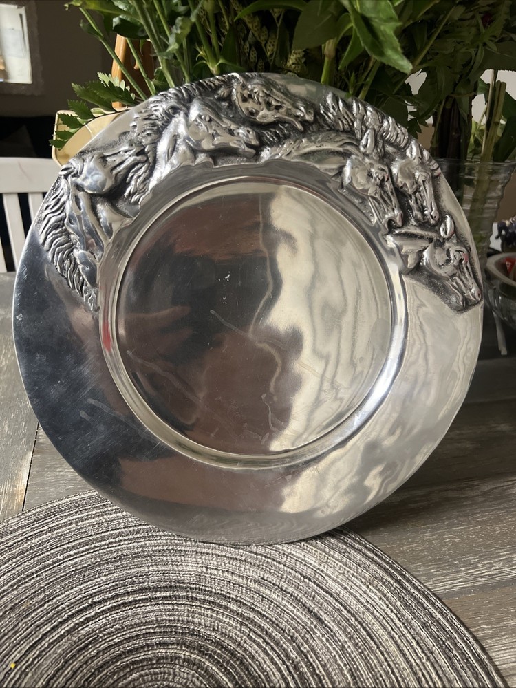 Arthur Court 12.5” Equestrian Horse Head Serving Tray – Aluminum Alloy