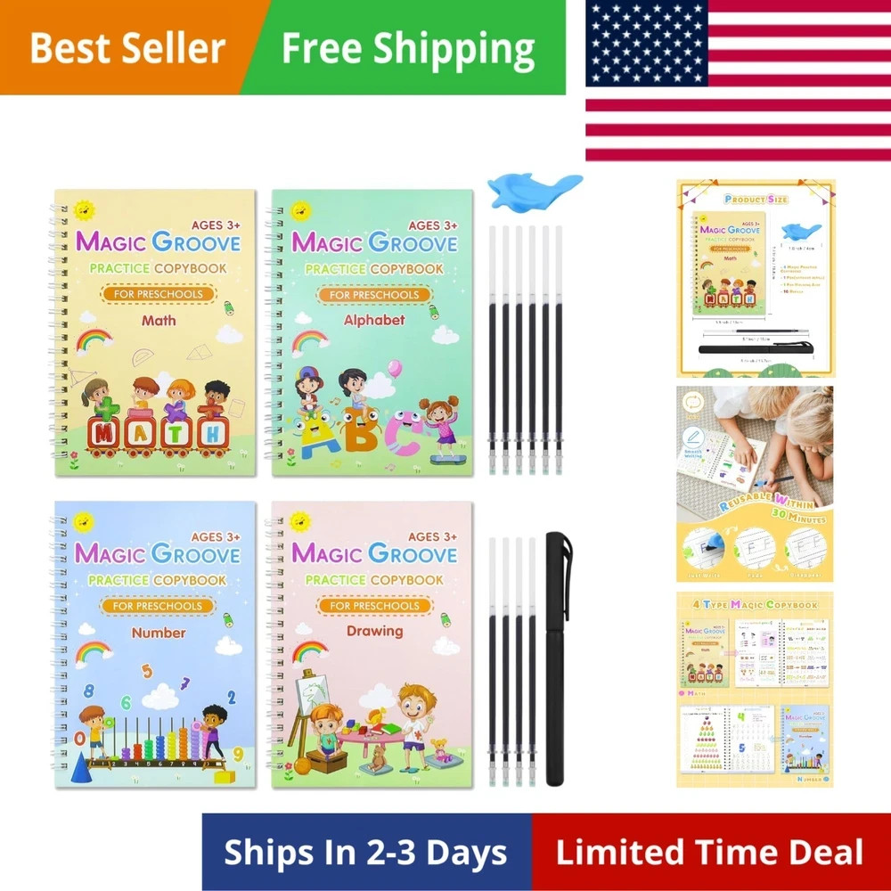 Reusable Magic Copybook Set for Handwriting Practice & Fine Motor Skills