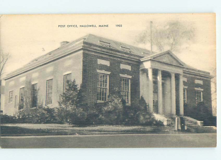 1940's POST OFFICE SCENE Hallowell - Near Augusta Maine ME m/09 AF1218