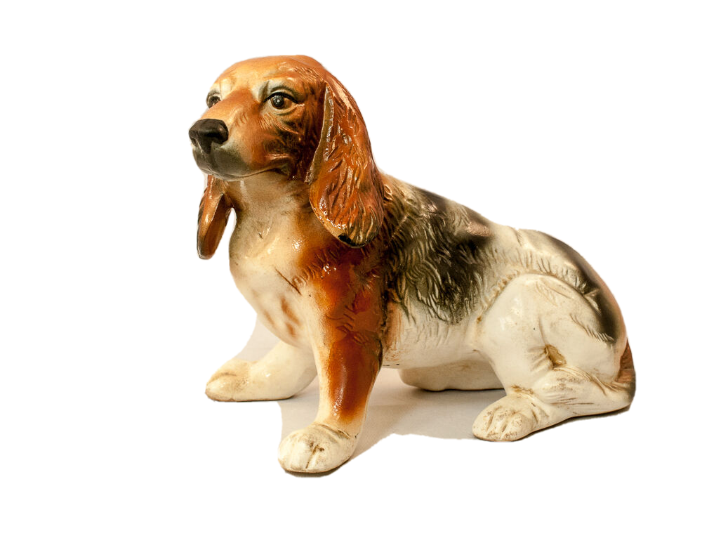 Vintage Springer Spaniel Dog Figurine  Porcelain Brown Black
