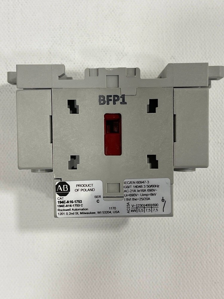 New! Allen Bradley 194E-A16-1753 Load Switch 16 AMP LOAD 3 POLE 2 POSITION SER C