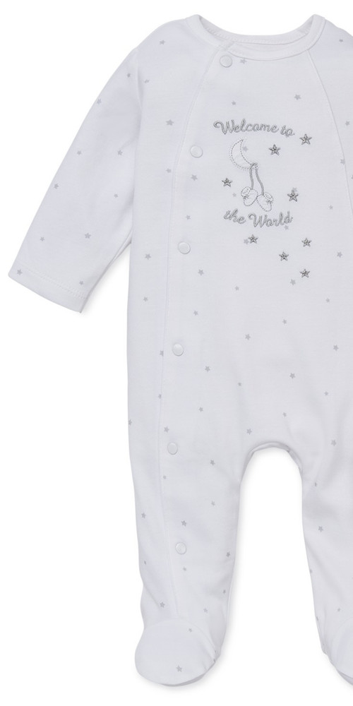 Little Me Unisex Baby Footie , Welcome World, White, 3 Months New With Tags