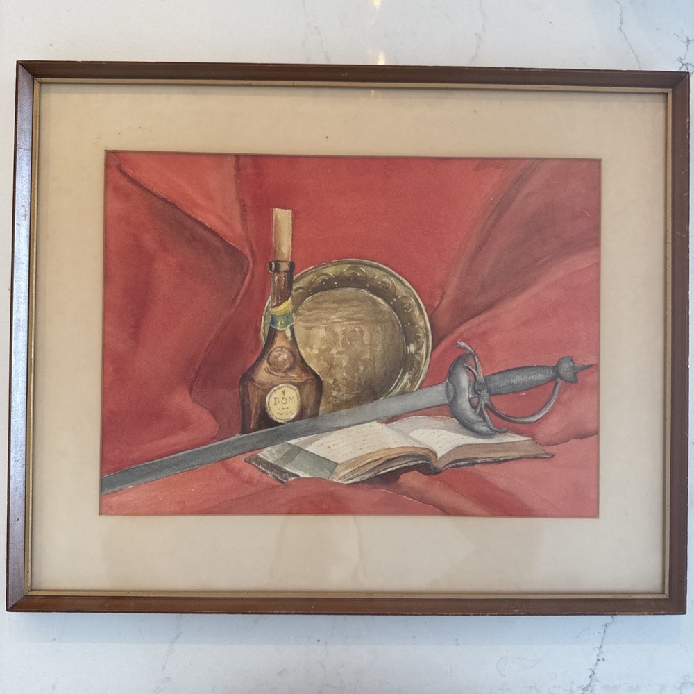 Vintage Frame Signed Watercolor Still Life