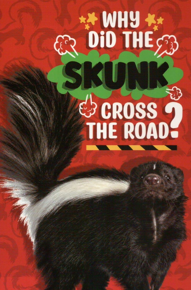 Why Did The Skunk Cross The Road ? Funny Animal PC With Joke --- Modern Postcard