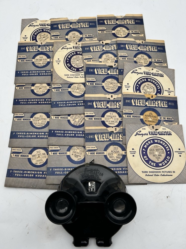 Vintage Sawyer’s View-Master Viewer + 19 Reels World’s Fair Hawaii Acadia-image